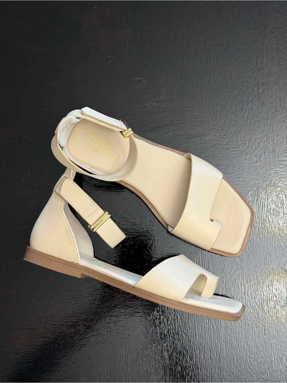 Franco Sarto Neutral Beige Open-Toe Ankle Strap Sandals